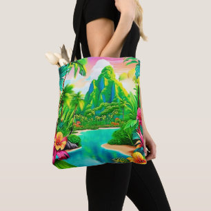 Lebhafte Meereswellen und Palmen Tasche