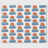 Lebhafte Meereswellen und Sonnenuntergang Geschenkpapier (Flach)