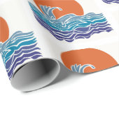 Lebhafte Meereswellen und Sonnenuntergang Geschenkpapier (Rolleneckpunkt)