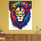 Lebhafte, mehrfarbige abstrakte Löwe Leinwanddruck (Insitu (Wohnzimmer))