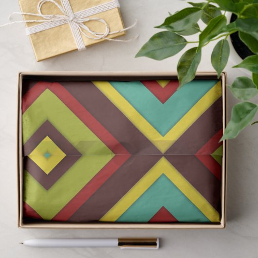 Lebhafte mehrfarbige Diagonalstreifen geometrisch Seidenpapier (Geschenk)