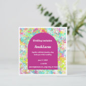 Lebhafte, mehrfarbige Hochzeitseinladung mit fett Save The Date (Stehend Vorderseite)