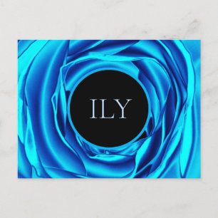 Lebhafte Metallic Blue Rose "ILY" - Ich Liebe für  Postkarte