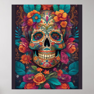 Lebhafte mexikanische Feier: Sugar Skull Art Poster