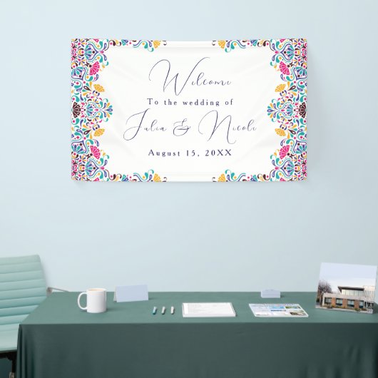 Lebhafte mexikanische Fiesta Style Rainbow Wedding Banner (Messeveranstaltung)