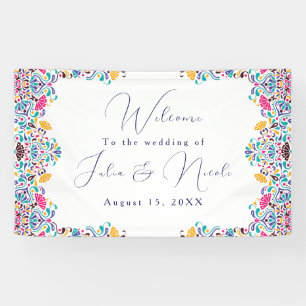 Lebhafte mexikanische Fiesta Style Rainbow Wedding Banner