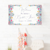 Lebhafte mexikanische Fiesta Style Rainbow Wedding Banner (Insitu)