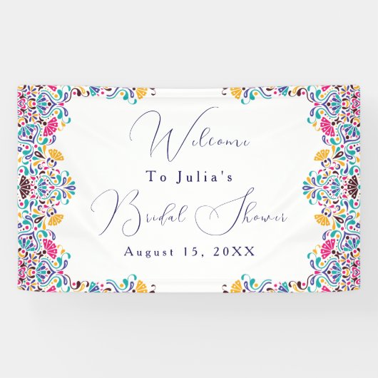 Lebhafte mexikanische Fiesta Style Rainbow Wedding Banner (Horizontal)