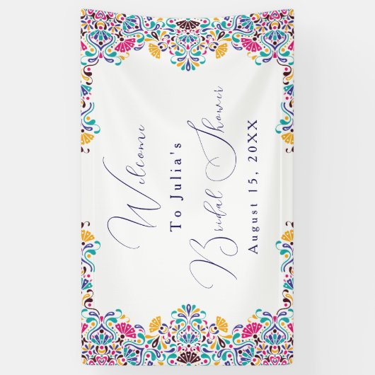 Lebhafte mexikanische Fiesta Style Rainbow Wedding Banner (Vertikal)