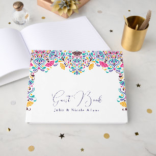 Lebhafte mexikanische Fiesta Style Rainbow Wedding Gästebuch