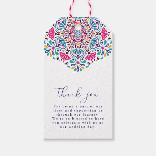 Lebhafte mexikanische Fiesta Style Rainbow Wedding Geschenkanhänger (Vorderseite)