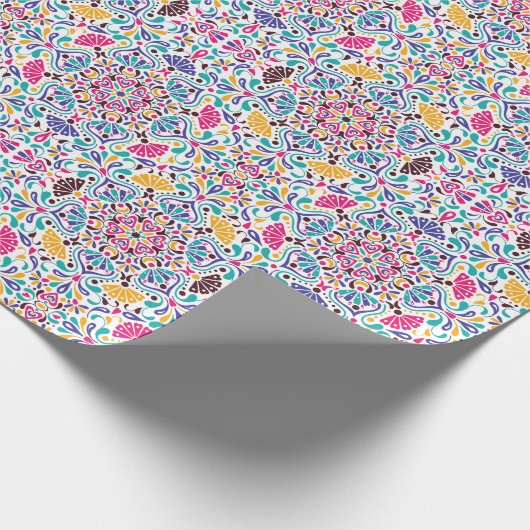 Lebhafte mexikanische Fiesta Style Rainbow Wedding Geschenkpapier (Ecke)