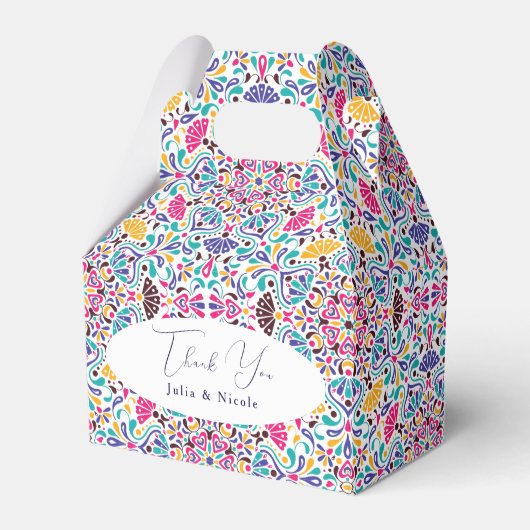Lebhafte mexikanische Fiesta Style Rainbow Wedding Geschenkschachtel (Vorderseite)
