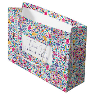 Lebhafte mexikanische Fiesta Style Rainbow Wedding Große Geschenktüte