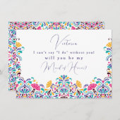 Lebhafte mexikanische Fiesta Style Rainbow Wedding Menükarte (Vorne/Hinten)