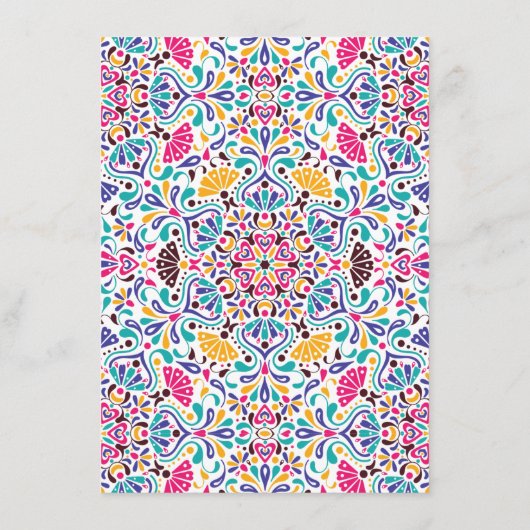 Lebhafte mexikanische Fiesta Style Rainbow Wedding Menükarte (Rückseite)