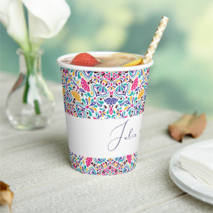 Lebhafte mexikanische Fiesta Style Rainbow Wedding Pappbecher