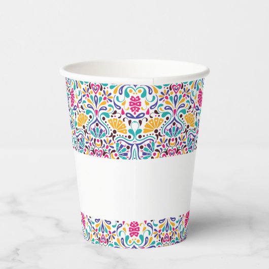 Lebhafte mexikanische Fiesta Style Rainbow Wedding Pappbecher (Rechts)