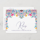 Lebhafte mexikanische Fiesta Style Rainbow Wedding Postkarte (Vorne/Hinten)