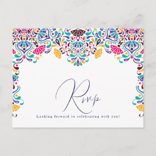 Lebhafte mexikanische Fiesta Style Rainbow Wedding Postkarte