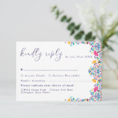 Lebhafte mexikanische Fiesta Style Rainbow Wedding RSVP Karte (Stehend Vorderseite)