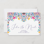 Lebhafte mexikanische Fiesta Style Rainbow Wedding RSVP Karte (Rückseite)
