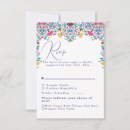 Lebhafte mexikanische Fiesta Style Rainbow Wedding RSVP Karte