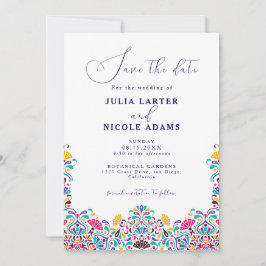 Lebhafte mexikanische Fiesta Style Rainbow Wedding Save The Date