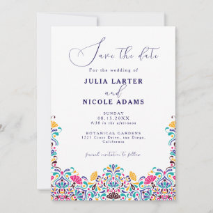Lebhafte mexikanische Fiesta Style Rainbow Wedding Save The Date