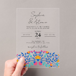 Lebhafte mexikanische Fiesta Wedding Acryleinladungen