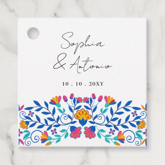 Lebhafte mexikanische Fiesta Wedding Geschenkanhänger (Vorderseite)