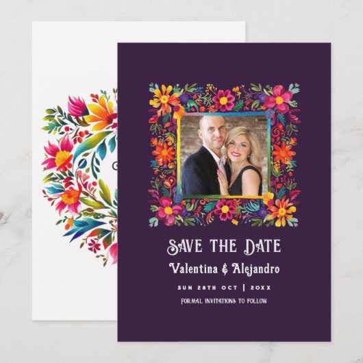 Lebhafte mexikanische Fiesta Wedding Save The Date (Vorne/Hinten)