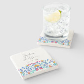 Lebhafte mexikanische Fiesta Wedding Steinuntersetzer (Seitenansicht)