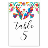 Lebhafte mexikanische Inspiriert Vögel und blutige Tischnummer (Rückseite)