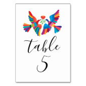 Lebhafte mexikanische Inspirierte Vogelhochzeit Tischnummer (Rückseite)