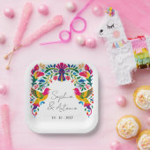 Lebhafte mexikanische Otomi Birds Floral Fiesta We Pappteller (Party)