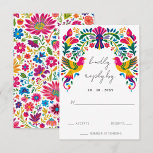 Lebhafte mexikanische Otomi Birds Floral Fiesta We RSVP Karte