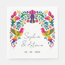Lebhafte mexikanische Otomi Birds Floral Fiesta We