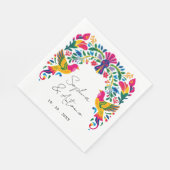 Lebhafte mexikanische Otomi Birds Floral Fiesta We Serviette (Ecke)