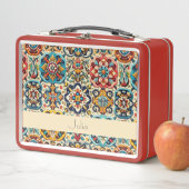 Lebhafte mexikanische Red Blue Tiles Personalisier Metall Brotdose (Beispiel)