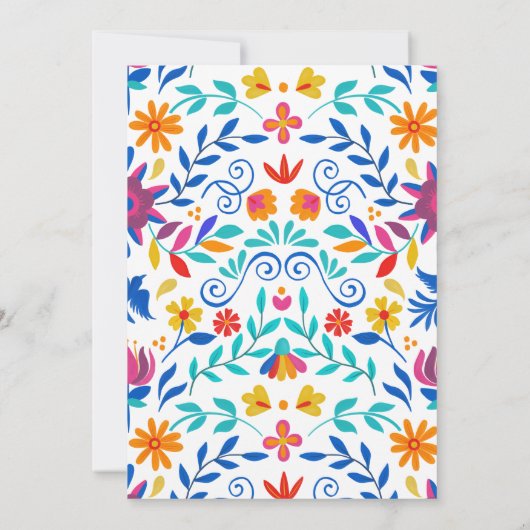 Lebhafte mexikanische Vögel Otomi Blumenfiesta Hoc Einladung (Rückseite)