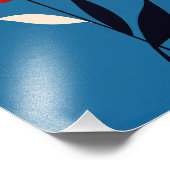 Lebhafte Minimalistische Blume auf Blue Art Fotodruck (Ecke)