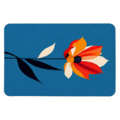 Lebhafte Minimalistische Blume auf Blue Art Magnet (Horizontal)