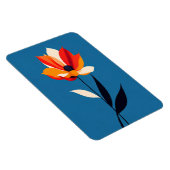 Lebhafte Minimalistische Blume auf Blue Art Magnet (Rechte Seite)