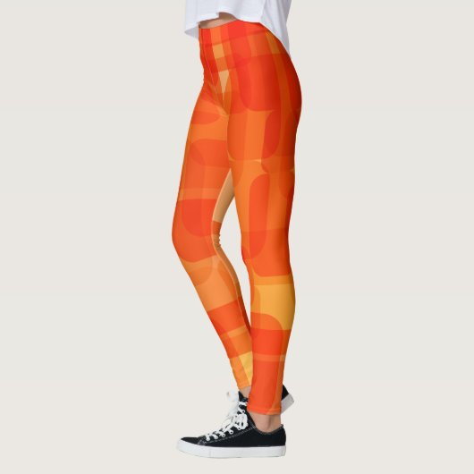 Lebhafte moderne Abstrakte Moderne Kunst Orange Leggings (Links)