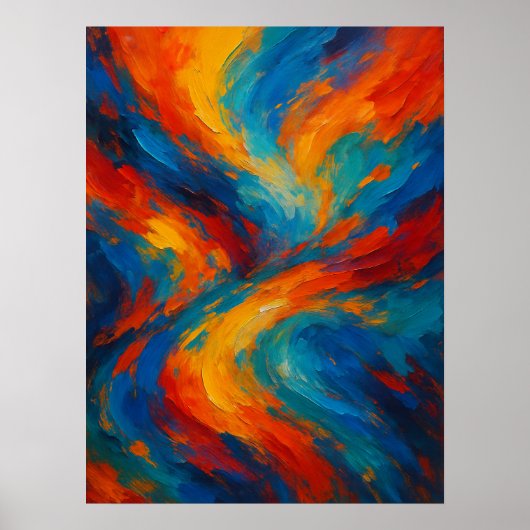 Lebhafte, moderne, Abstrakte Swirl-Malerei Poster (Vorne)