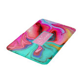 Lebhafte moderne Marmorflora personalisieren Badematte (Schrägansicht)