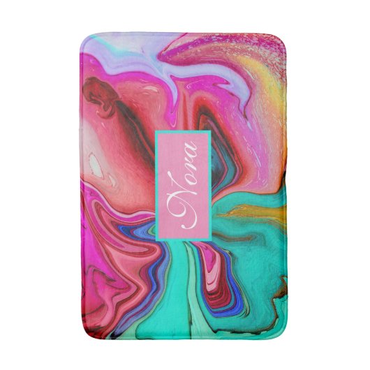 Lebhafte moderne Marmorflora personalisieren Badematte (Vorderseite Vertikal)