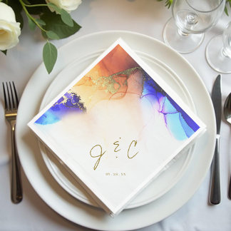 Lebhafte moderne Monogramm-Hochzeit Serviette