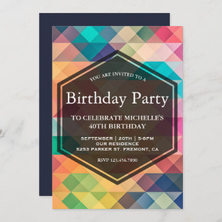 Lebhafte Mosaik Geometric Birthday Party Einladung